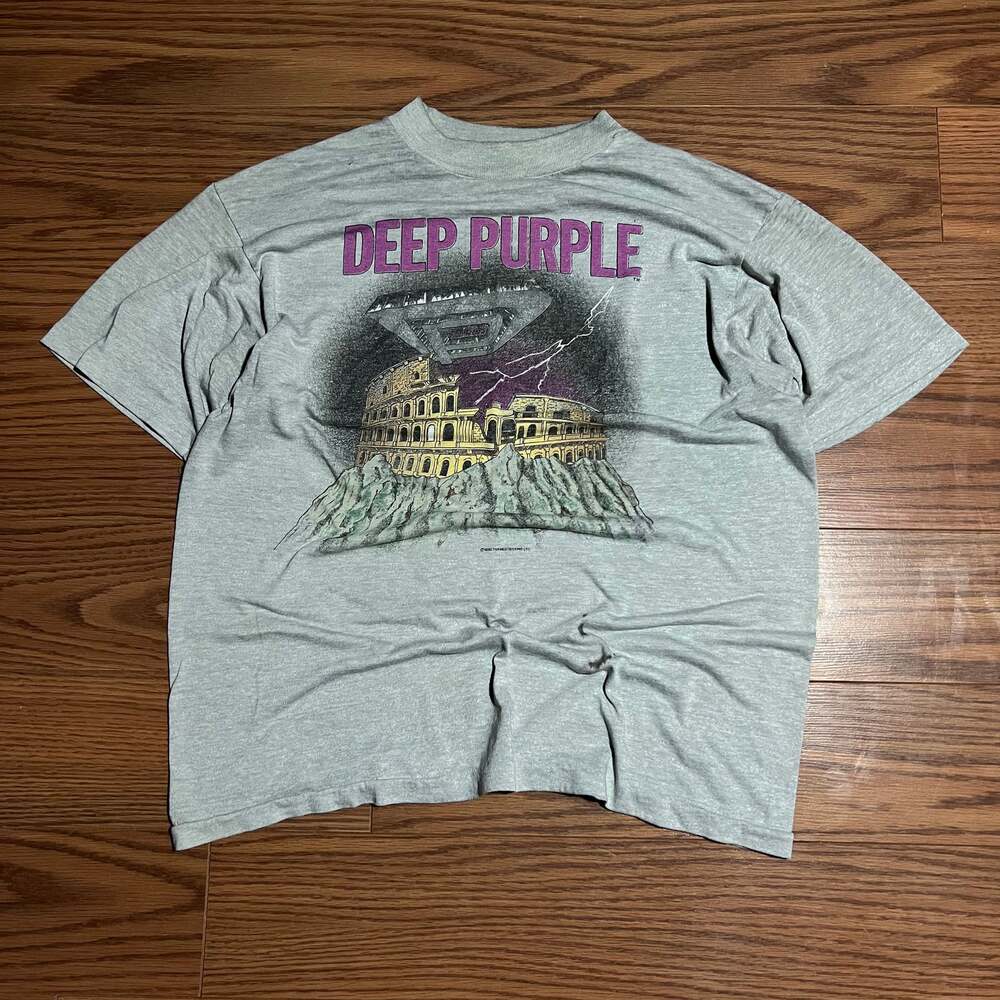 1985 Deep Purple Rock Band Tour T Shirt Size Medium Distressed